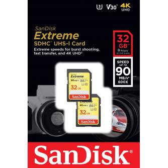 Atmiņas kartes - Sandisk memeory card SDHC 32GB Extreme Video V30 2pcs - ātri pasūtīt no ražotāja