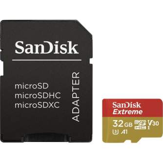 Карты памяти - SanDisk memory card microSDHC 32GB Extreme V30 A1 + adapter - купить сегодня в магазине и с доставкой