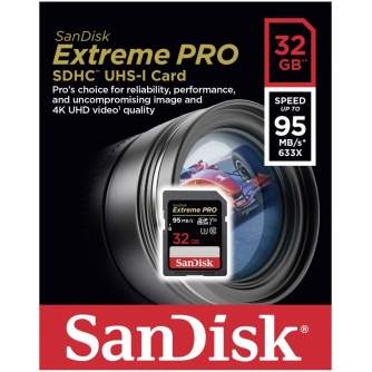 Atmiņas kartes - SanDisk memory card SDHC 32GB Extreme Pro 95MB/s V30 - ātri pasūtīt no ražotāja