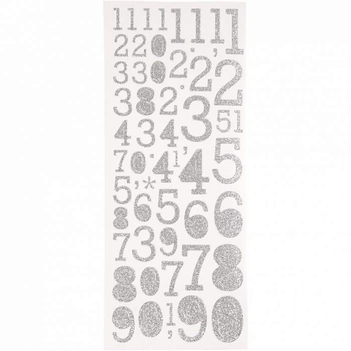 Photography Gift - FOCUS GLITTERSTICKERS SILVER NUMBERS - quick order from manufacturer