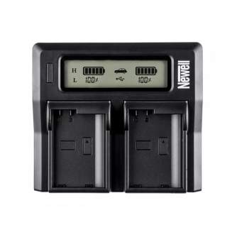 Kameras bateriju lādētāji - Двухканальное зарядное устройство Newell DC-LCD для аккумуляторов серий NP-F, NP-FM - купить сегодня