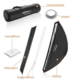Softboksi - Walimex pro Studio Line Striplight Softbox QA 30x140cm mit Softboxadapter Hensel EH/Richter - ātri pasūtīt no ražotāja