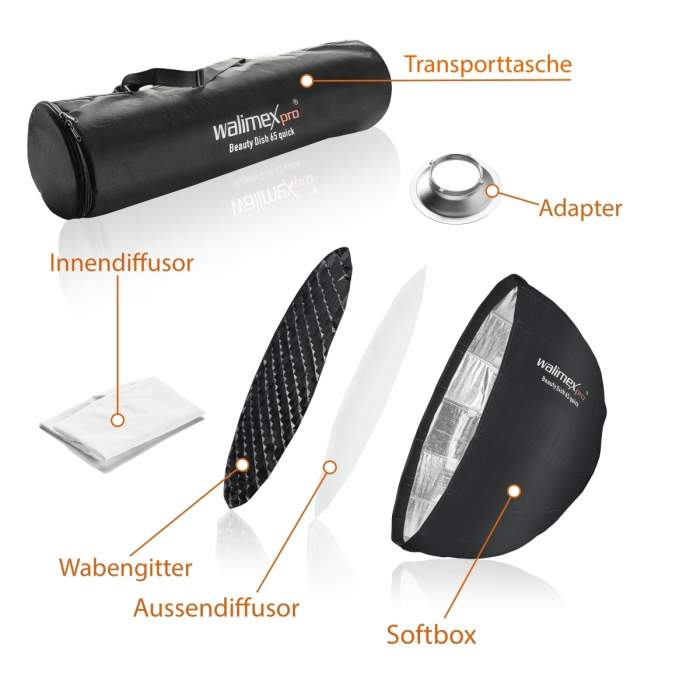Насадки для света - Walimex pro Studio Line Beauty Dish Softbox QA65 mit Softboxadapter Multiblitz P - быстрый заказ от производ