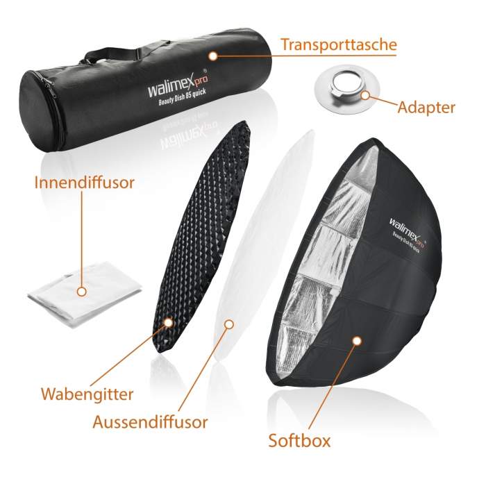Насадки для света - Walimex pro Studio Line Beauty Dish Softbox QA85 mit Softboxadapter Visatec - быстрый заказ от производителя