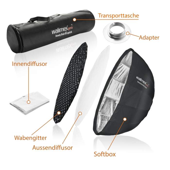 Насадки для света - Walimex pro Studio Line Beauty Dish Softbox QA85 mit Softboxadapter Walimex C&CR - быстрый заказ от производ