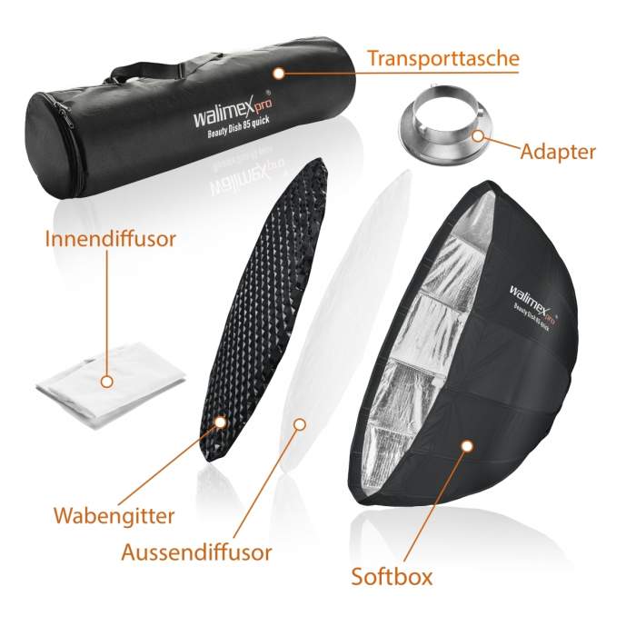 Насадки для света - Walimex pro Studio Line Beauty Dish Softbox QA85 mit Softboxadapter Aurora/Bowens - быстрый заказ от произво