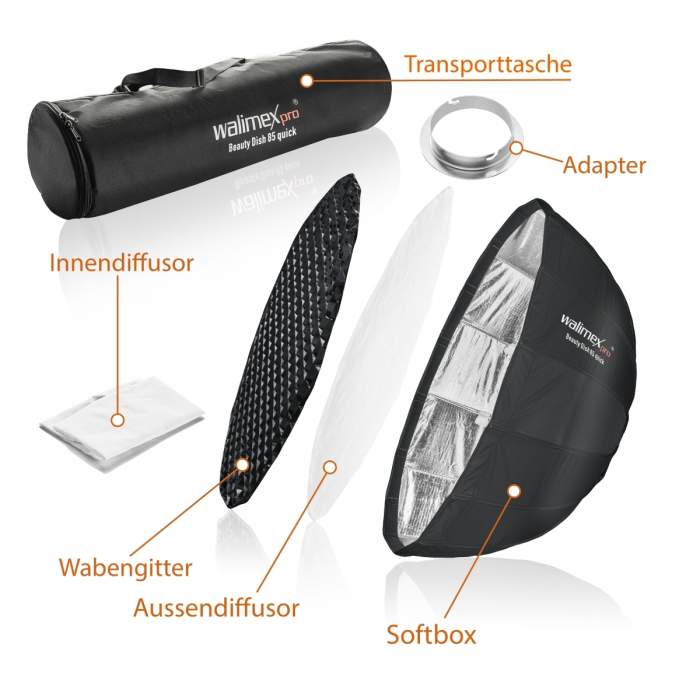 Насадки для света - Walimex pro Studio Line Beauty Dish Softbox QA85 mit Softboxadapter Elinchrom - быстрый заказ от производите