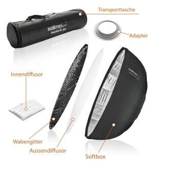 Gaismas veidotāji - Walimex pro Studio Line Beauty Dish Softbox QA105 mit Softboxadapter Hensel EH/Richter - ātri pasūtīt no ražotāja