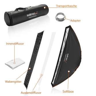 Софтбоксы - Walimex pro Studio Line Striplight Softbox QA 30x140cm mit Softboxadapter Profoto - быстрый заказ от производителя