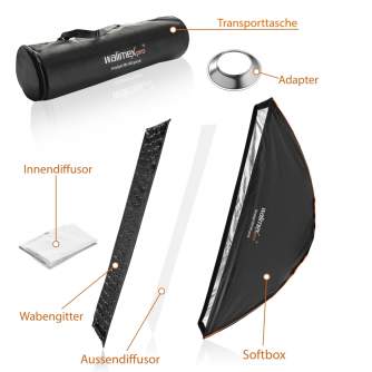 Софтбоксы - Walimex pro Studio Line Striplight Softbox QA 30x140cm mit Softboxadapter Balcar - быстрый заказ от производителя