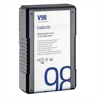 V-Mount Baterijas - Bebob V98 Li-Ion V-Mount Battery 14.4V/6.8Ah Camera Accessories - ātri pasūtīt no ražotāja