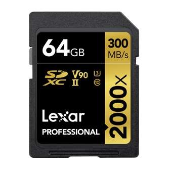 Vairs neražo - Lexar memory card SDXC 64GB Professional 2000x U3 V90 300MB/s + card reader LSD64GCB2000R