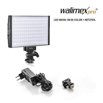 On-camera LED light - Walimex pro LED Niova 150 Bi Color + power adapter - quick order from manufacturer
