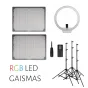 Video lights - 3 RGB LED light set - double Yongnuo YN-600 RGB LED and YN-608 RGB ring light rent