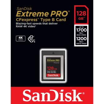 Atmiņas kartes - SanDisk Extreme PRO CFexpress Type B 1700MB/s 128GB - ātri pasūtīt no ražotāja