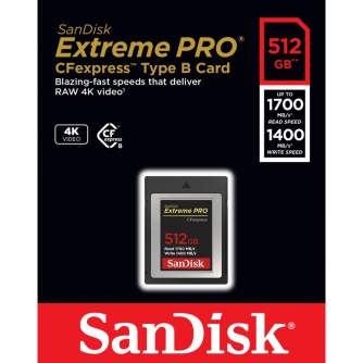 Atmiņas kartes - SanDisk Extreme PRO CFexpress Type B 1700MB/s 512GB - ātri pasūtīt no ražotāja