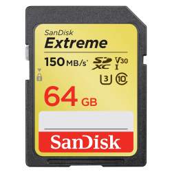 Карты памяти - SanDisk Extreme SDXC UHS-I V30 150MB/s 64GB (SDSDXV6-064G-GNCIN) - купить сегодня в магазине и с доставкой