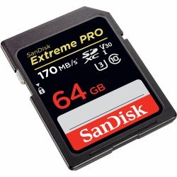 Карты памяти - SanDisk Extreme PRO SDXC UHS-I V30 170MB/s 64GB (SDSDXXY-064G-GN4IN) - купить сегодня в магазине и с доставкой