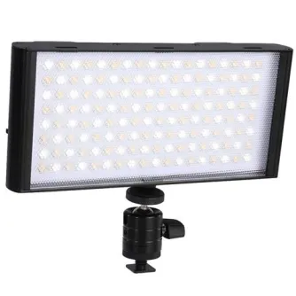 Falcon Eyes T6 bi‑color LED panel light with mini ball head mount, 144 LEDs, 20 W, portable studio lighting