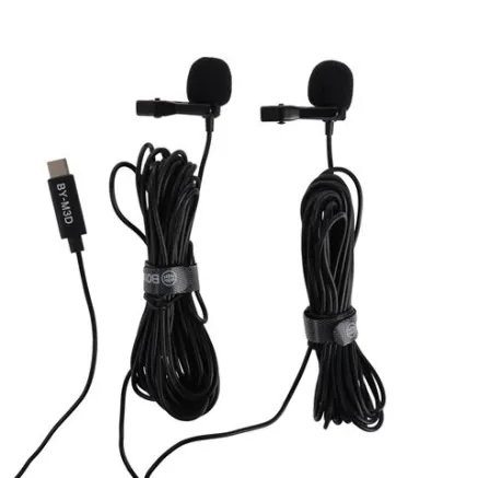 Boya Dual Clip-on Lavalier Microphone BY-M3D for USB-C Android & iPhone 15