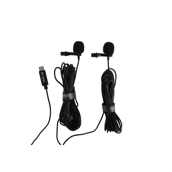 Microphones - Boya Dual Clip-on Lavalier Microphone BY-M3D for USB-C Android & iPhone 15 - quick order from manufacturer