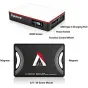 Aputure AL-MC RGBWW mini LED gaisma ar integrētiem magnētiem un 1/4-20 skrūvju montāžu, skatīta no augšas ar OLED ekrānu, funkciju kontroles riteni, USB-C uzlādes portu un strāvas slēdzi