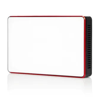 Aputure AL-MC RGBWW Mini On-Camera LED Light front view with magnetic mount and silicone diffuser
