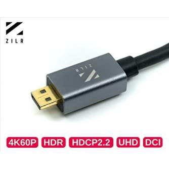 Больше не производится - ZILR 4Kp60 HDMI Cable with Micro Connector 45cm 24K Gold