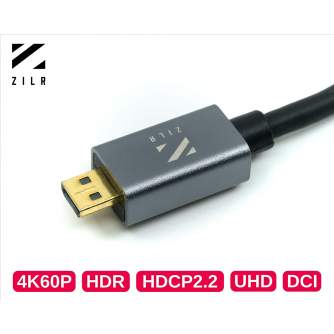 Vairs neražo - ZILR 4Kp60 HDMI Cable with Mini Connector 45cm 24K Gold