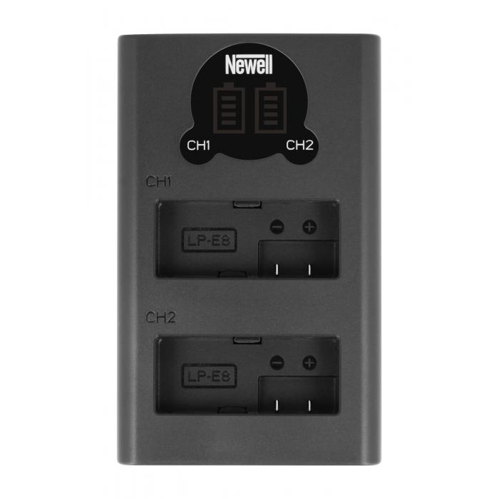 Kameras bateriju lādētāji - Newell DL-USB-C dual channel charger for LP-E8 - купить сегодня в магазине и с доставкой