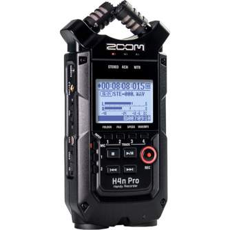Mikrofoni - ZOOM H4n Pro Black 4-Input / 4-Track Portable Handy Recorder with Onboard X/Y Mic Capsule - perc šodien veikalā un ar piegādi