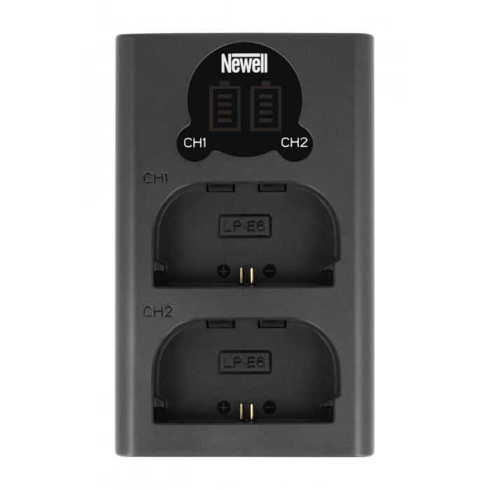 Kameras bateriju lādētāji - Newell DL-USB-C dual channel charger for LP-E6 - купить сегодня в магазине и с доставкой