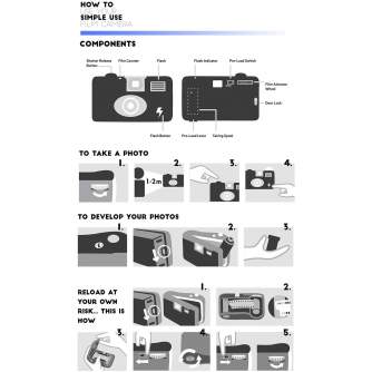 Filmu kameras - Lomography Simple Use Film Camera Black and White 400 35mm 36 exposures reloadable - ātri pasūtīt no ražotāja