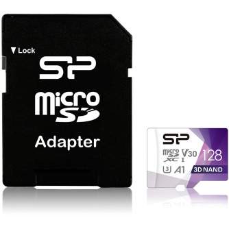 Silicon Power atmiņas karte microSDXC 128GB Superior Pro V30 + adapteris SP128GBSTXDU3V20AB