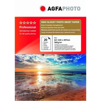 Foto papīrs - Agfaphoto fotopapīrs A4 Professional High Glossy 260g 20 lapas AP26020A4N - ātri pasūtīt no ražotāja