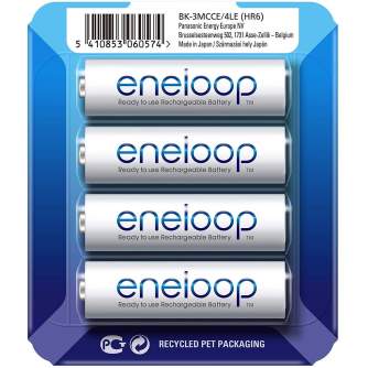 Батарейки и аккумуляторы - Panasonic ENELOOP BK-3MCCE/4LE Rechargeablebatteries 1900 mAh, 2100 (4xAA) sliding pack - купить сегодня в магазине и с доставкой