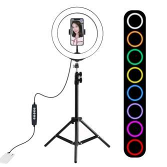 Ring Light - Puluz 26cm RGBW LED Ring Vlogging Video Light + Tripod Mount 1,1m PKT3044 - buy today in store and with delivery