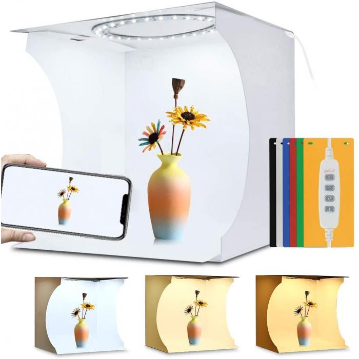 Gaismas kastes - Puluz Folding Portable Ring Light Photo Lighting Studio 30cm PU5030 - perc šodien veikalā un ar piegādi