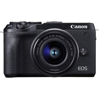 Bezspoguļa kameras - Canon EOS M6 Mark II + 15-45 IS STM (Black) - ātri pasūtīt no ražotāja