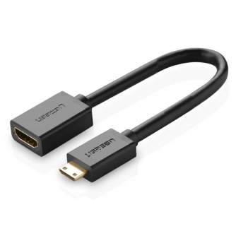 Video vadi, kabeļi - UGREEN 20137 Adapter Mini HDMI to HDMI, 22cm (black) - perc šodien veikalā un ar piegādi