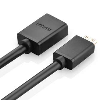 Video vadi, kabeļi - UGREEN 20137 Adapter Mini HDMI to HDMI, 22cm (black) - perc šodien veikalā un ar piegādi