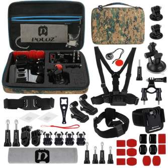 Action kameru aksesuāri - Puluz Set of 45 accessories for sports cameras PKT29 Combo Kits - perc šodien veikalā un ar piegādi