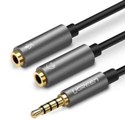 Аудио кабели, адаптеры - UGREEN 3.5mm Male to Dual 3.5mm Female Headset Splitter (dark grey) 30619 - купить сегодня в магазине и с доставкой