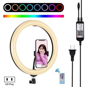 Discontinued - 30cm RGB Dimmable LED Vlogging Ring with Cold Shoe PULUZ for Smartphones (PU411EU)