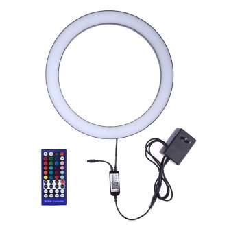 Vairs neražo - 30cm RGB Dimmable LED Vlogging Ring with Cold Shoe PULUZ for Smartphones (PU411EU)