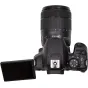 Canon EOS 850D DSLR with EF-S 18-135mm f/3.5-5.6 IS USM lens, top rear view showing vari-angle touchscreen and lens details