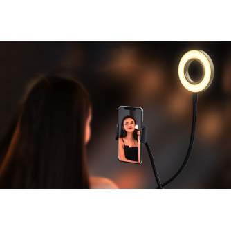 Vairs neražo - Blitzwolf BW-SL6 LED dimmable bi-color LED ring light with smartphone holder 