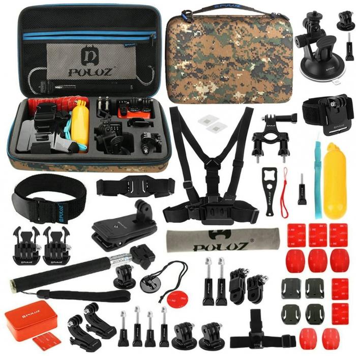 Accessories for Action Cameras - Puluz Set of 53 accessories for sports cameras PKT27 Combo Kits - quick order from manufacturer