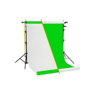 Backgrounds and supports - Chroma Green / White vinyl background roll with tripod set rent