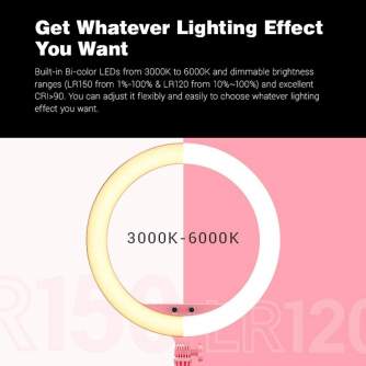 LED Gredzenveida lampas - Godox LR150 Светодиодная кольцевая LED BI-COLOR лампа с регулируемой цветовой - купить сегодня в мага
